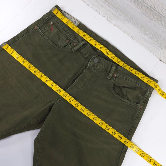 POLO RALPH LAUREN Varick Slim Straight Olive Green Denim Jeans Men's SIZE 36x32. - Picture 13 of 16